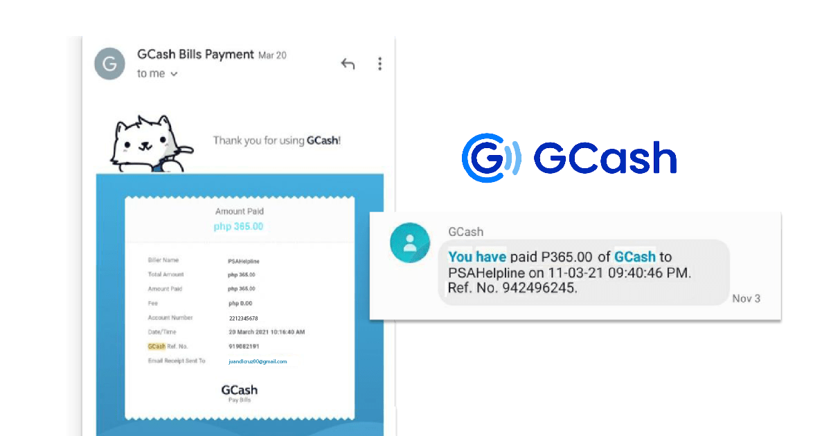 Wait for e-receipt from Gcash